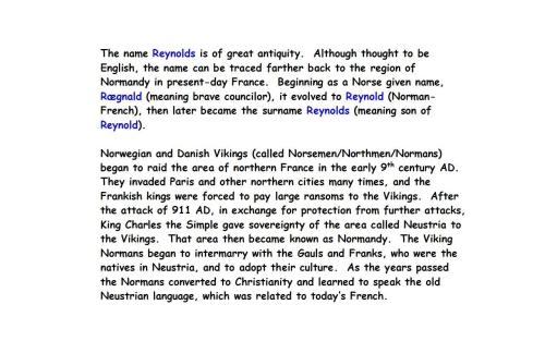 50030 Reynolds Name history