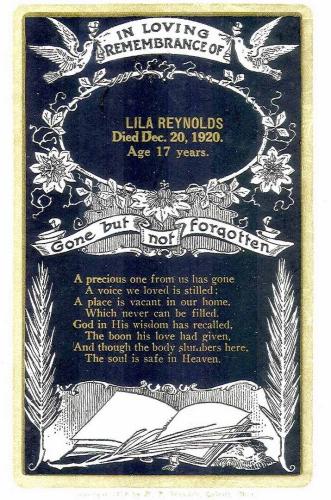 70244 Reynolds Lila Funeral Card