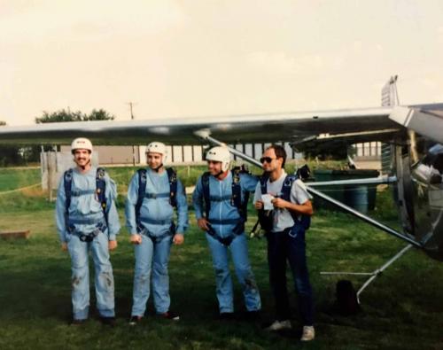 Ready to board the Cessna 182 for my first jump with my friend Marty