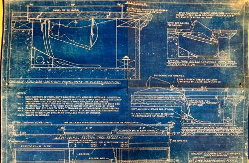 Original blueprints for stage footlights